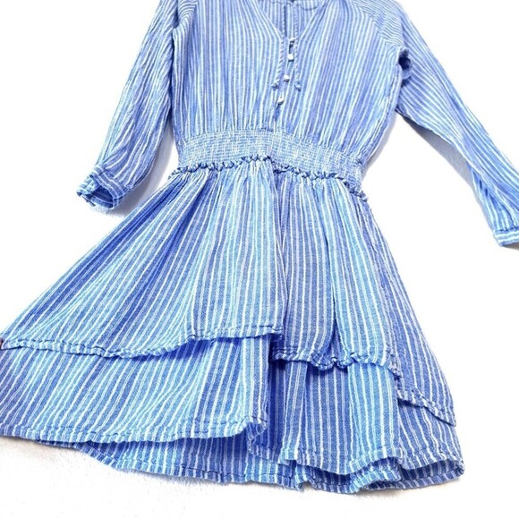 NEW Rails Linen Jasmine Fit and Flare Mini Dress Azure Stripe Blue White Medium - Picture 7 of 12